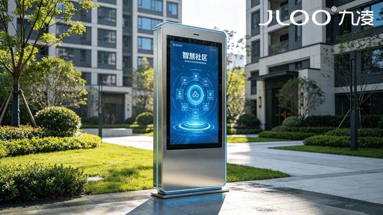 九凌JLOO 43寸户外广告机 智慧社区分时段定时播控与物业降本增效实测